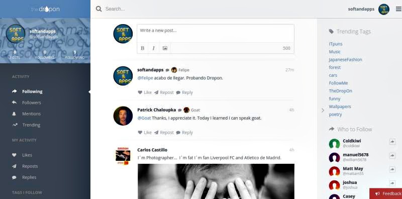 Dropon: red social de microbloging que preserva la privacidad