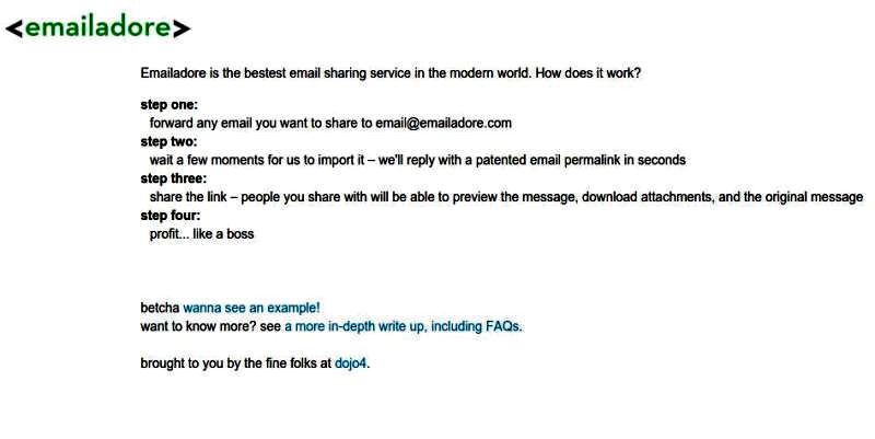 Emailadore: envía un email para compartir texto y archivos