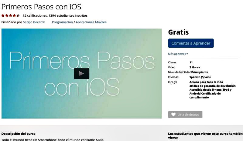 Curso gratuito para iniciarte en la programación de apps para iOS