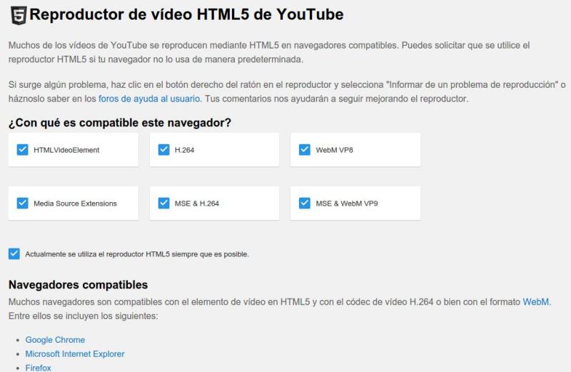 Cómo ver cualquier vídeo de YouTube en HTML5