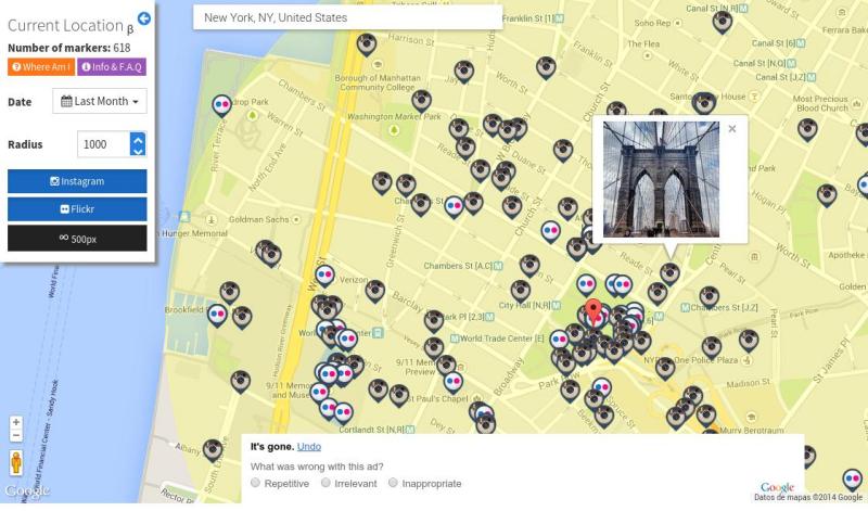 Current Location: mapa con fotos geolocalizadas de Flickr e Instagram