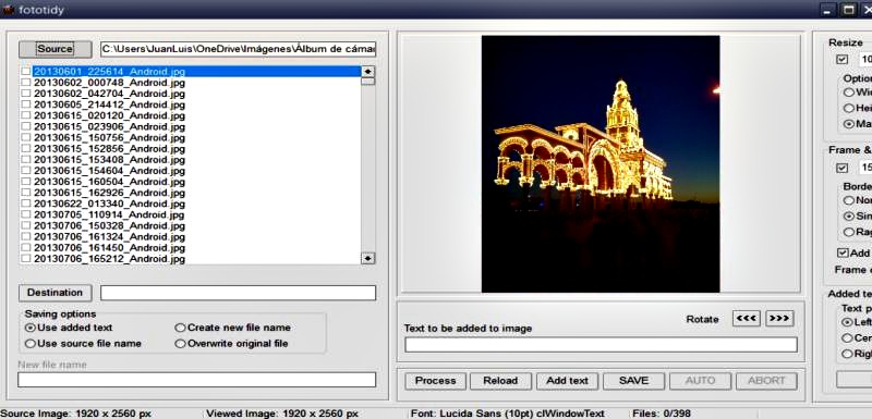 Fototidy: añade marcos, textos y redimensiona lotes de imágenes