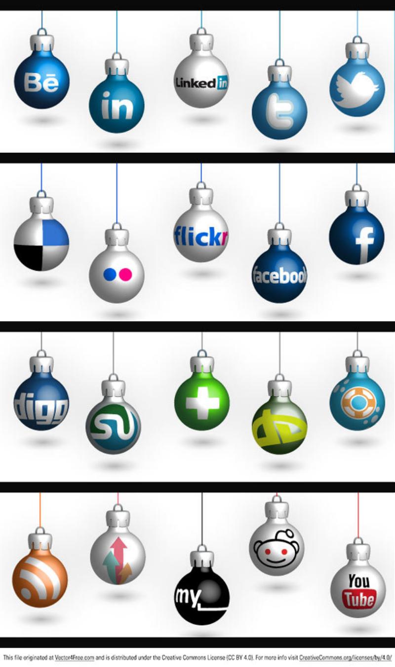 Christmas Social Icons: iconos sociales vectoriales con motivos navideños