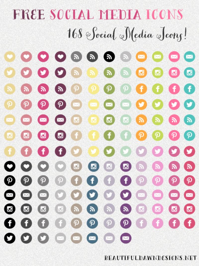 Pack compuesto por 168 coloridos iconos sociales gratuitos