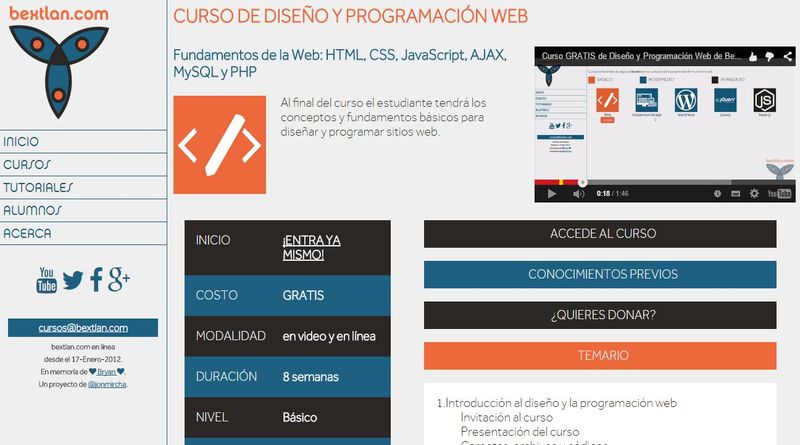 Un curso gratuito de Diseño y Programación Web