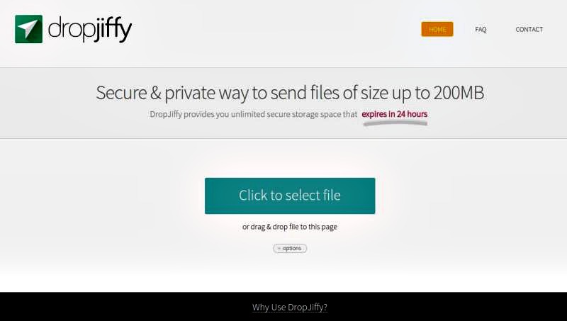 DropJiffy: envía gratis y de forma segura archivos de hasta 200 Mb