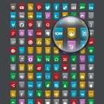Social Media Bunting Icons 2015: 130 iconos sociales gratis