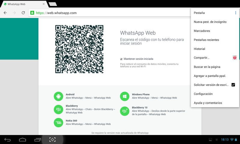 ¿Cómo utilizar el nuevo WhatsApp Web desde un tablet Android?