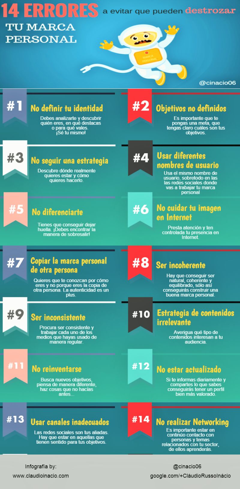Los 14 errores que pueden destrozar tu marca personal (infografía)