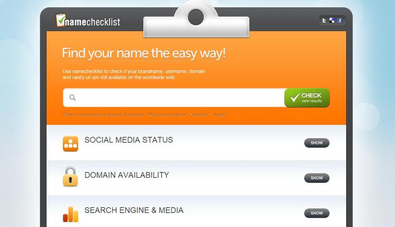 NameChecklist: comprueba si un nombre de usuario está disponible en las Redes Sociales