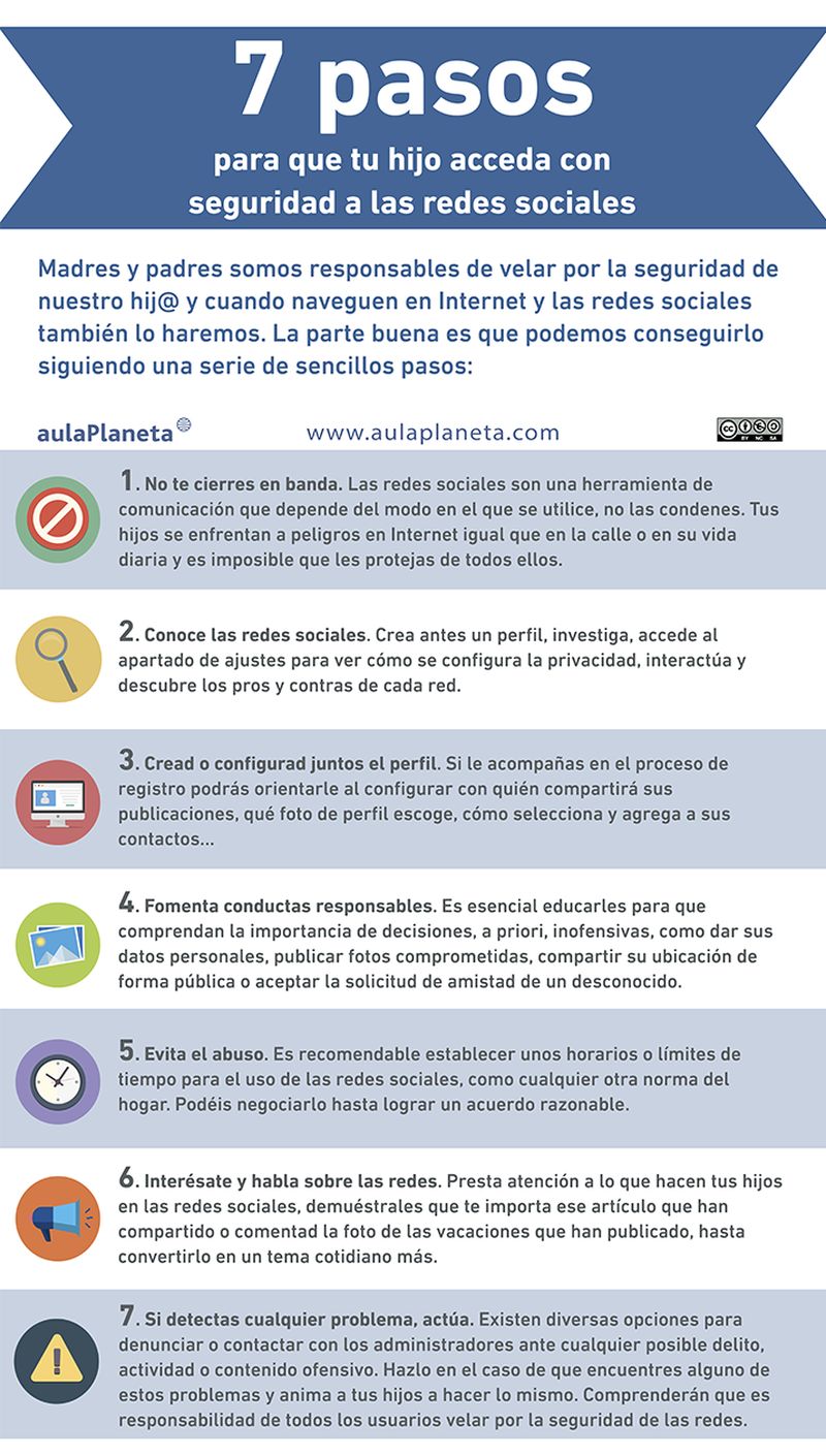 Las 7 claves para que tu hijo use de forma segura las redes sociales (infografía)