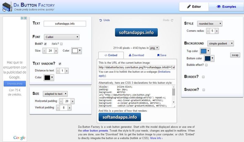 Da Button Factory: utilidad web gratuita para crear botones