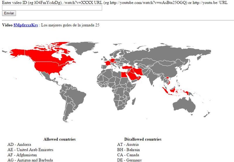 Comprueba los países desde donde no se puede acceder a un vídeo de YouTube