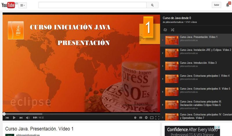 Vídeo curso gratuito de programación en Java desde cero