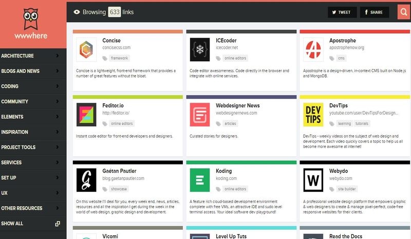 Wwwhere: un directorio con más de 630 herramientas para los desarrolladores web