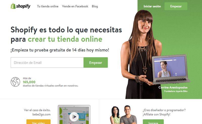 Shopify: solución para crear una página de información o tienda online