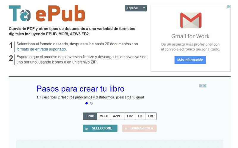 To ePub: utilidad web para convertir documentos a ePub, Mobi y más