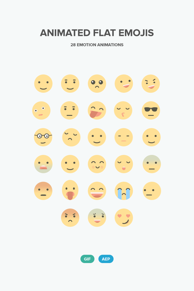 Animated Flat Emojis: descarga 28 emojis gratuitos de estilo plano