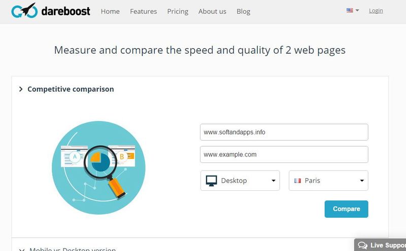 DareBoost: compara cuál de dos páginas carga más rápido