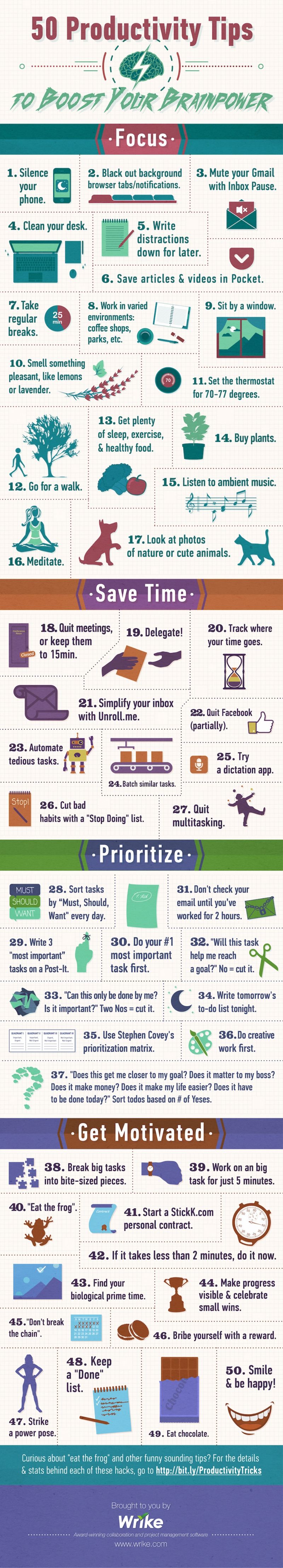 Mejora tu productividad con estos 50 consejos (infografía)