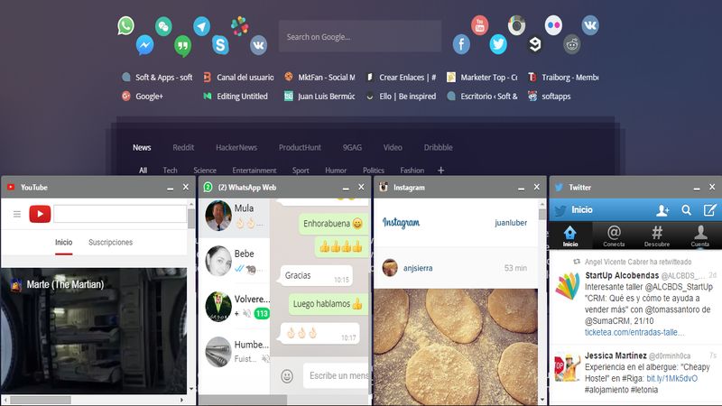 Infozzy: accede a WhatsApp, Skype, Twitter, Instagram, Facebook y más desde una pestaña de Chrome