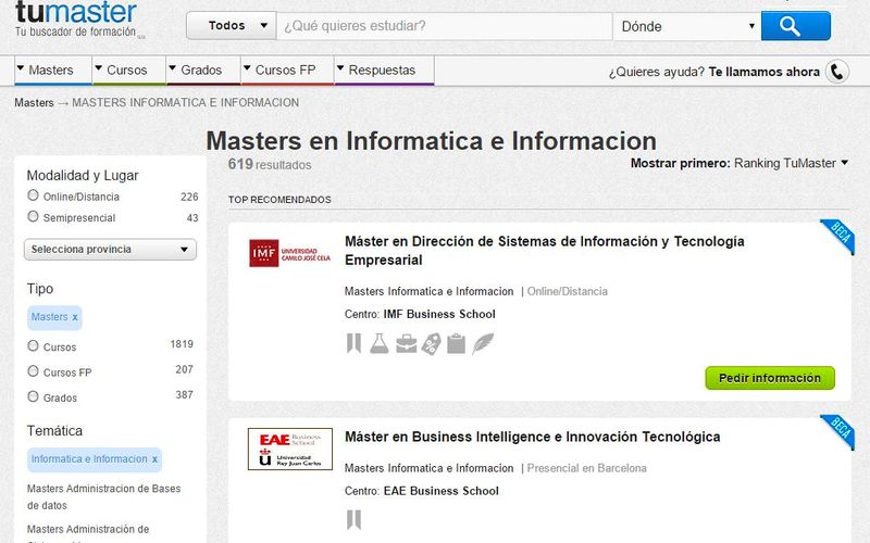 Tumaster: buscador de formación repleto de cursos y masters