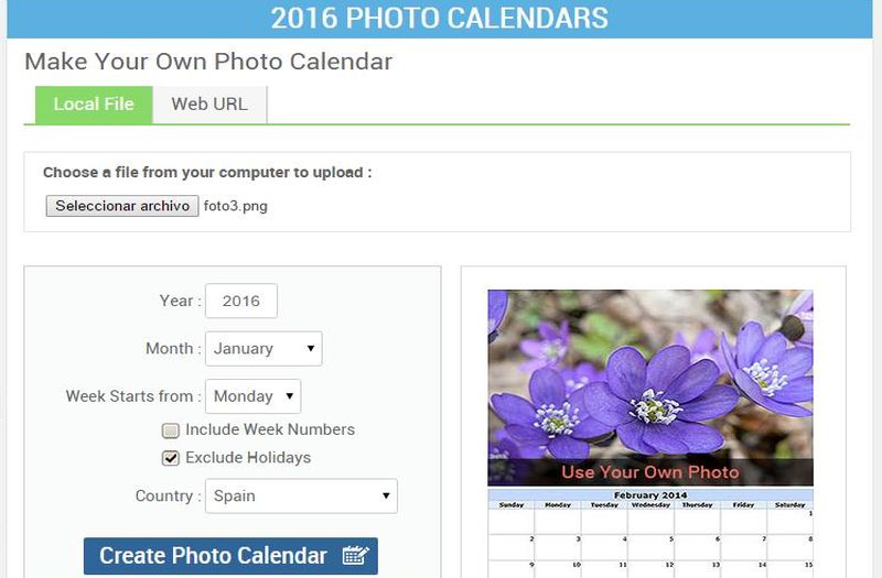 Utilidad web para crear tu Foto Calendario 2016