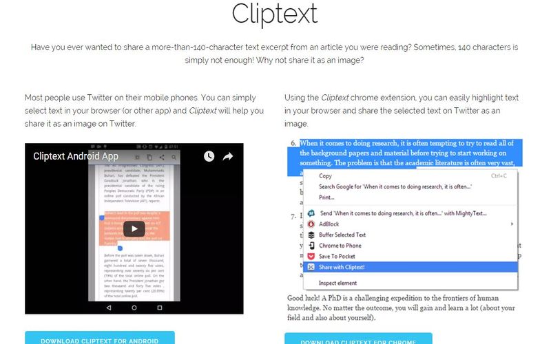 Cliptext: convierte cualquier texto en imagen para compartir en Twitter