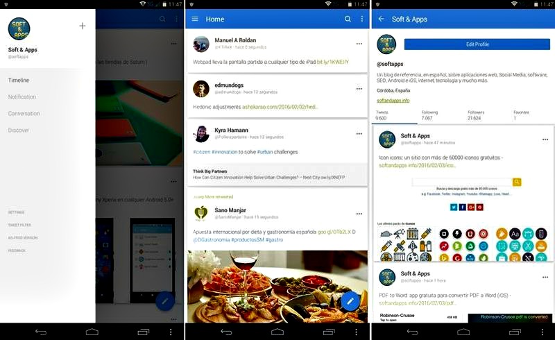 Giza: liviano y elegante cliente de Twitter para Android