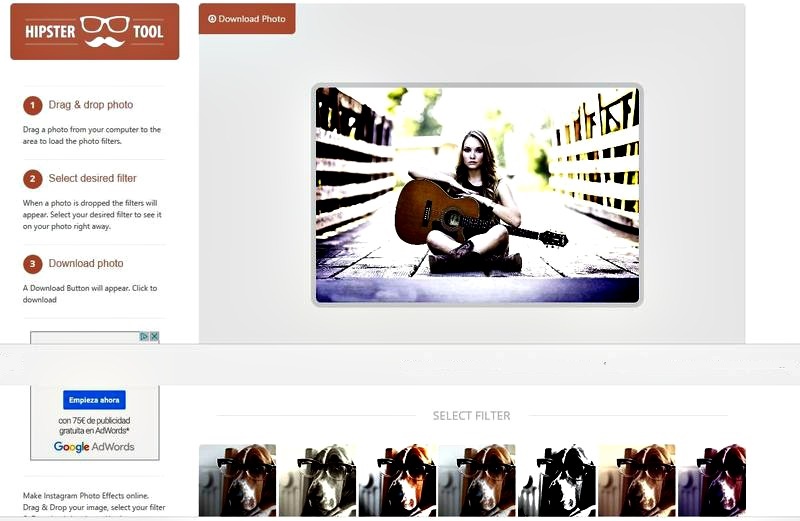 HipsterTool: utilidad web con muchos filtros para tus fotos