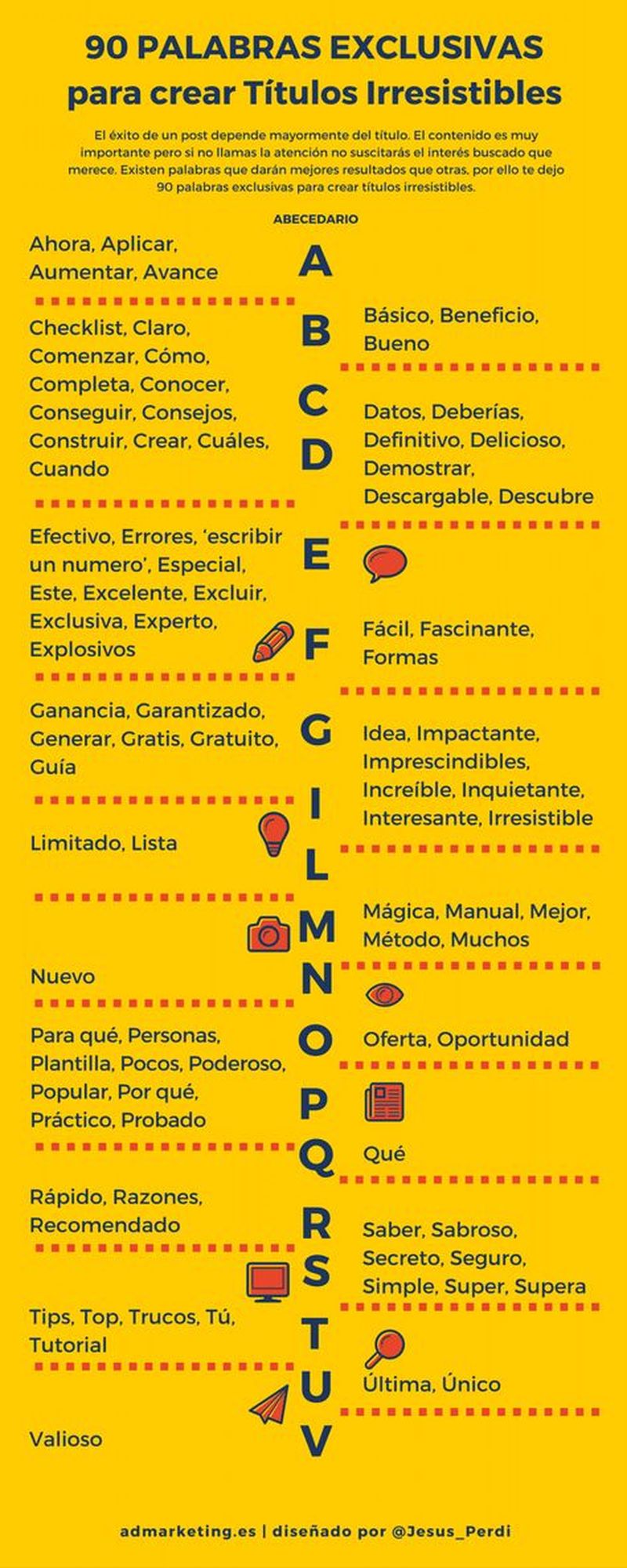 Mejores palabras para crear Títulos Irresistibles (infografía)