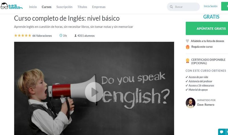 Curso de Inglés, nivel básico, completo y gratuito