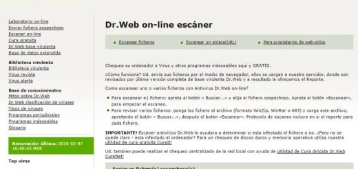 Dr.Web: solución antivirus online para analizar archivos y URLs sospechosas