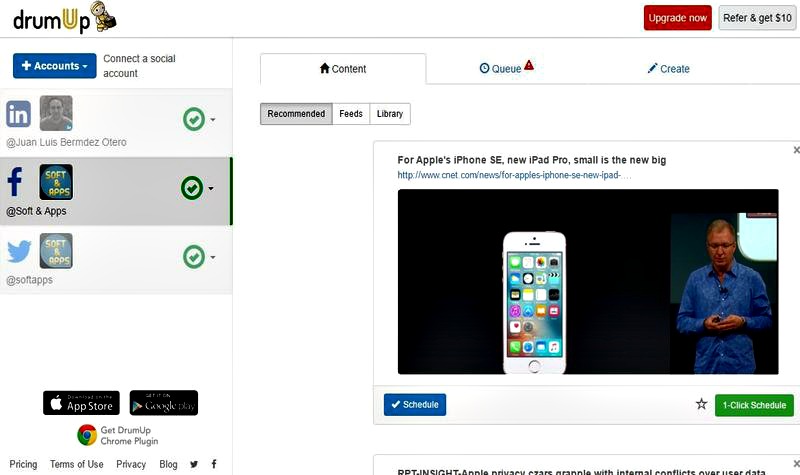 DrumUp: utilidad para curar y programar publicaciones sociales