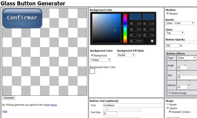 Glass Button Generator: crea botones con un par de clics