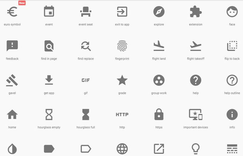 Material icons: gran colección de iconos Material design ofrecidos por Google