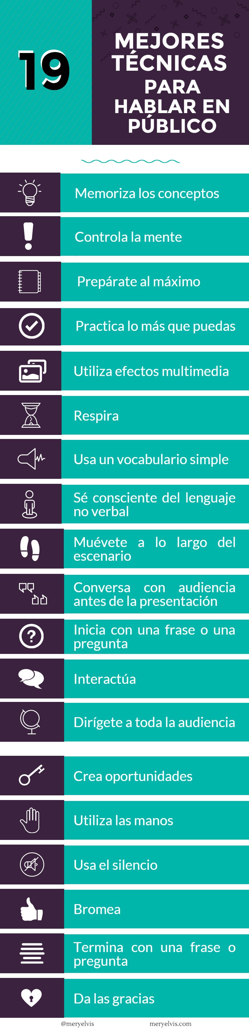 19 buenas técnicas para hablar en público (infografía)
