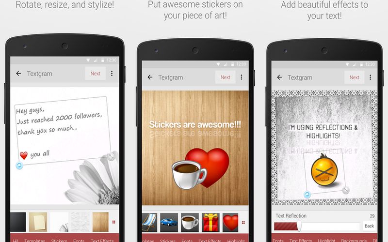 Textgram: añade textos y decora fotos para redes sociales (Android, iOS)