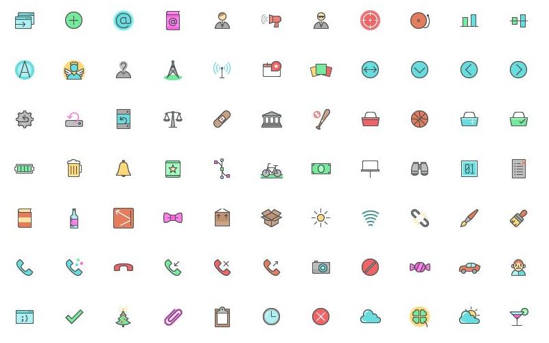 Color Line Icon Set: pack gratuito compuesto por 512 iconos PNG