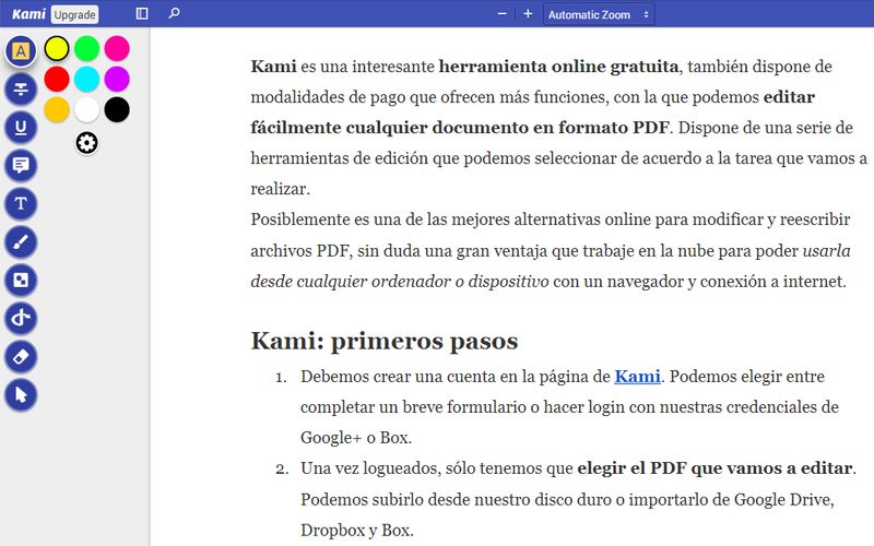 Kami: potente editor web gratuito para documentos PDF