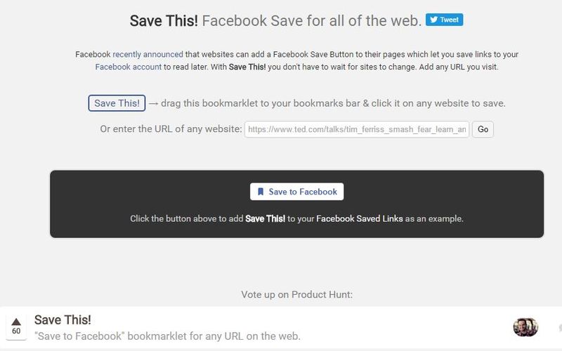 Save to Facebook: bookmarklet para guardar webs y contenidos en Facebook