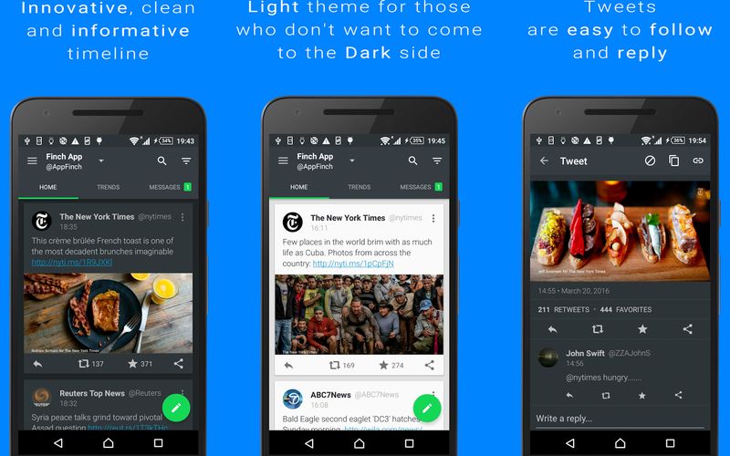 Finch: uno de los mejores clientes para Twitter en Android