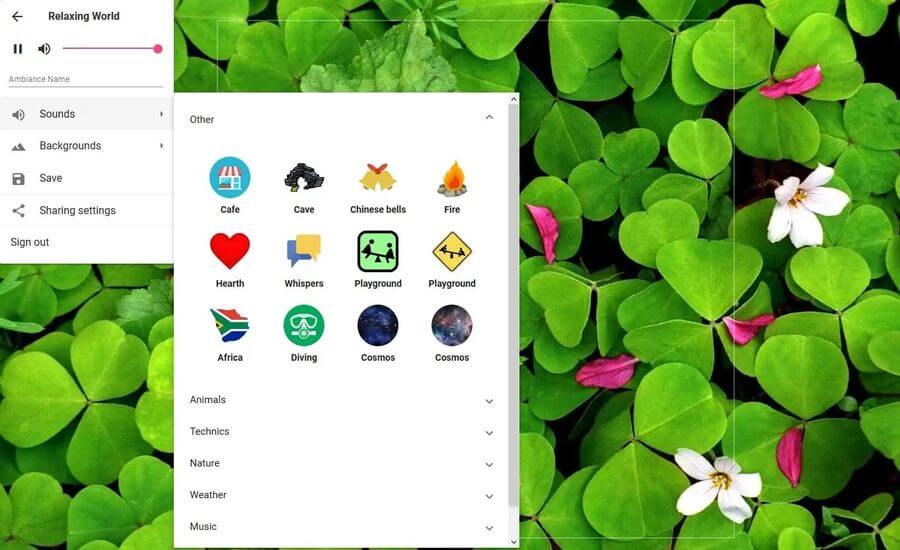 Relaxing World: crea online sonidos relajantes y compártelos