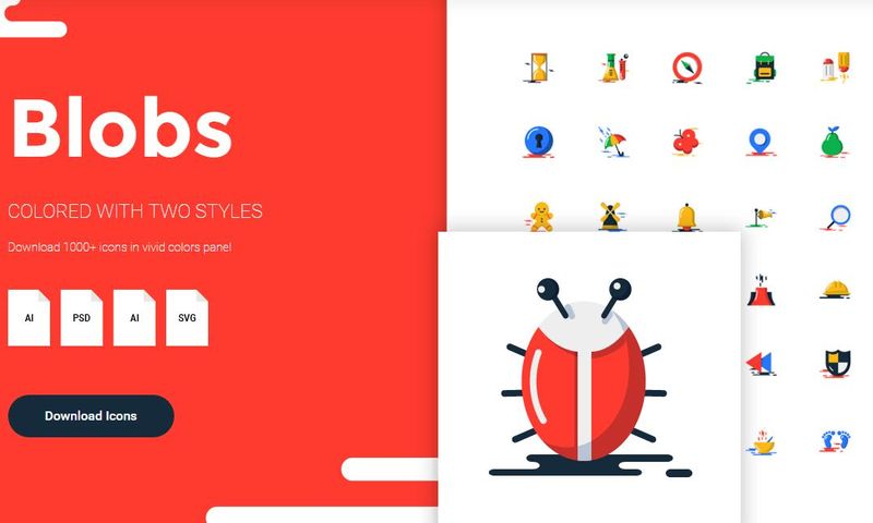 Más de 1000 iconos gratuitos, con estilo plano y vivos colores