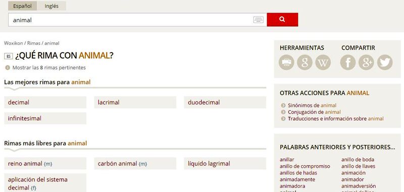 Woxikon: diccionario multilingüe y buscador de rimas y sinónimos
