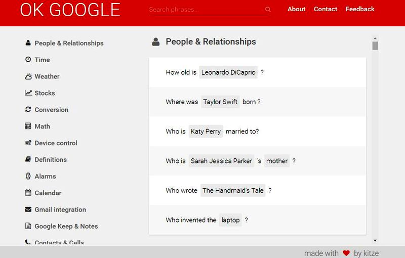 Lista de todos los comandos para Ok Google