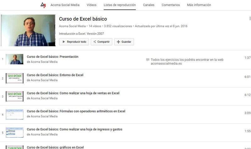 Curso gratuito de Excel básico en 14 lecciones en vídeo