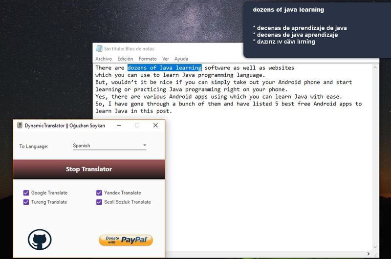 DynamicTranslator: software que traduce textos en cualquier aplicación de Windows