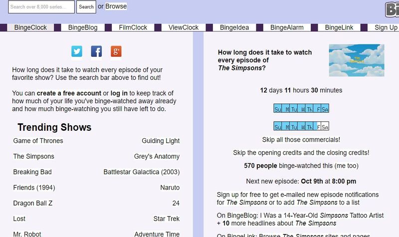 BingeClock: página que te dice cuánto tardarías en ver series completas