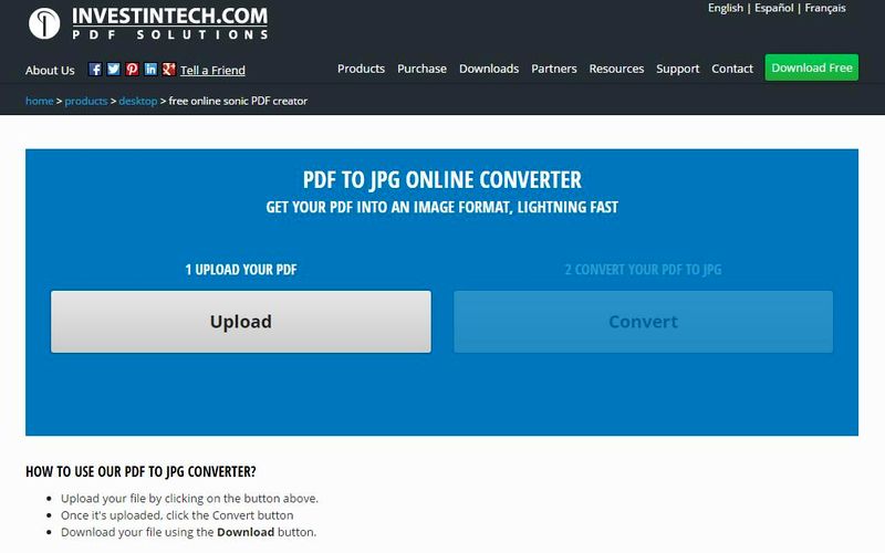 Convertir PDF a JPG online y gratis, con PDF to JPG Online Converter